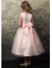Satin Tulle Flower Girl Dress With Rhinestone Belt